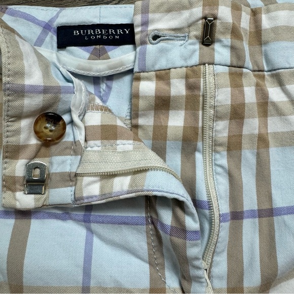 Burberry Plaid Shorts Blue & Brown Size 8 Y2K - Picture 4 of 7